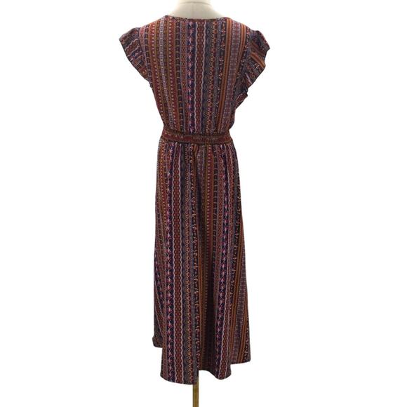 BLOOMCHIC 14-16 1X Plus Bandana Striped Ruffle Sleeve V Neck Midi Dress NWT B31 - Picture 2 of 8